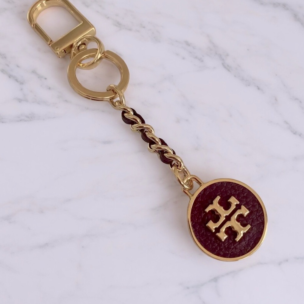 Tory Burch Mercer Leather Inlay Key Chain Fob - Picture 1 of 4